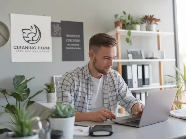 Cleaning professional creating a business profile