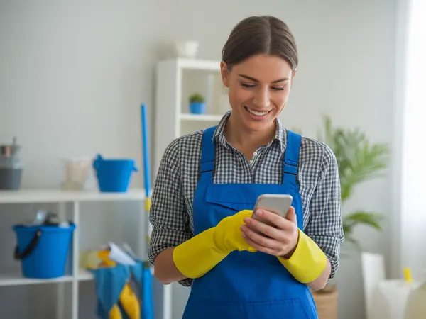 Cleaning professional receiving a new booking notification