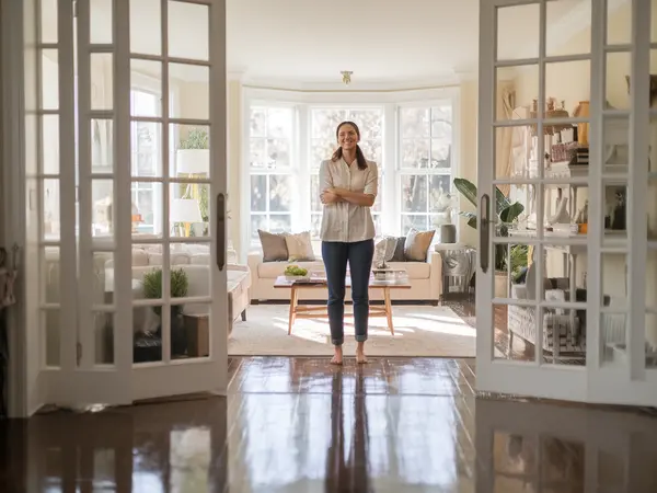 Satisfied homeowner with a spotless clean home